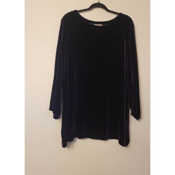 Eileen Fisher Dresses & Skirts - Eileen Fisher Silk Blend Velvet Tunic Top Purple Women Sz L Witchy Boho Loose